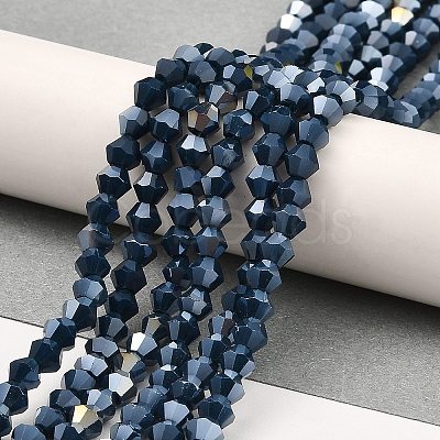 Opaque Solid Color Electroplate Glass Beads Strands EGLA-A039-P4mm-B09-1