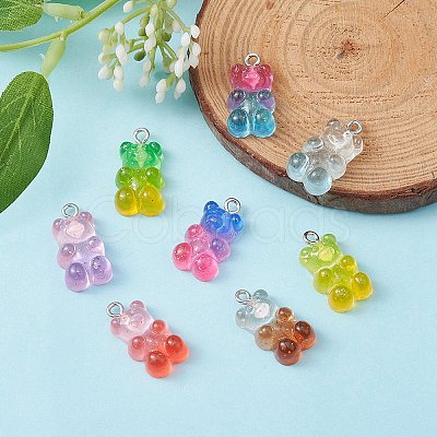 45Pcs 9 Colors Transparent Resin Pendants RESI-YW0001-03-1