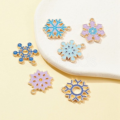 6Pcs 6 Styles Christmas Zinc Alloy Enamel Pendants FIND-FS0001-78-1