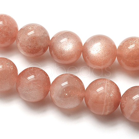 Grade AAA Natural Gemstone Sunstone Round Beads Strands G-E251-34-4mm-1