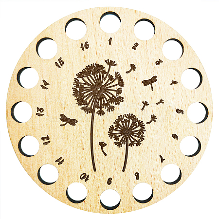 Dandelion Pattern 16-Position Wood Embroidery Thread Storage Trays TOOL-WH0056-002-1