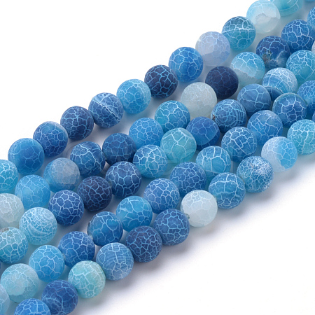 Natural & Dyed Crackle Agate Bead Strands X-G-T056-6mm-07-1