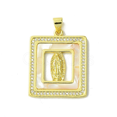 Real 18K Gold Plated Brass Micro Pave Cubic Zirconia Pendants KK-H472-14G-15-1