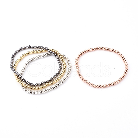 Brass Stretch Beaded Bracelets BJEW-JB05951-1