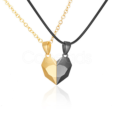 Valentine's Day Stainless Steel Magnetic Heart-shaped Couples Necklace Set with Peach Heart Pendant RE7695-8-1