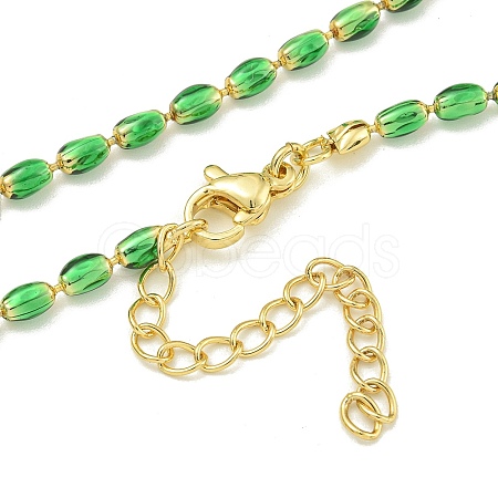 Brass Enamel Column Link Chain Necklaces NJEW-H039-16G-02-1