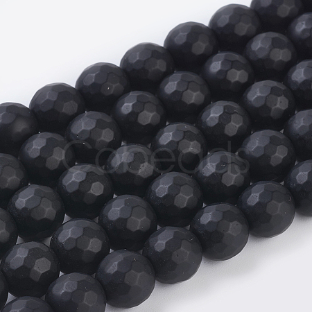 Synthetic Black Stone Beads Strands G-C059-10mm-1-1
