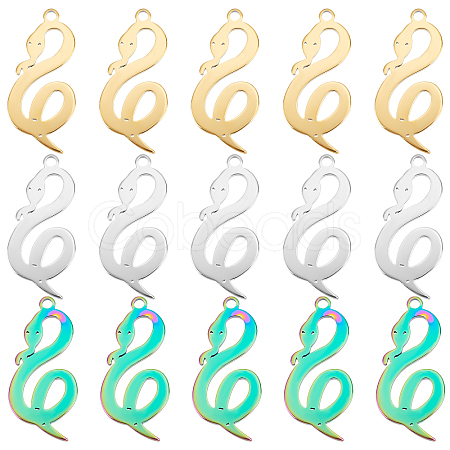 DICOSMETIC 24Pcs 3 Colors 304 Stainless Steel Pendants STAS-DC0010-53-1