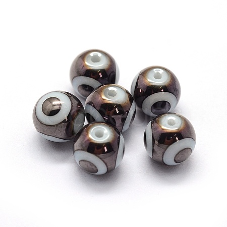 Opaque Spray Painted Glass Beads LAMP-P050-J01-8mm-1