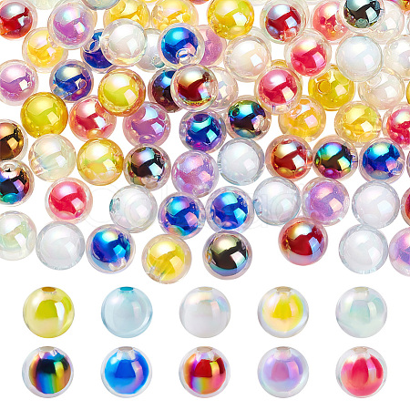 AHADERMAKER 100Pcs 10 Colors Transparent Acrylic Beads TACR-GA0001-09-1