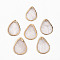 Natural Capiz Shell Pendants, Brass Edge Golden Plated, Teardrop, Linen, 25x18x0.8mm, Hole: 1.6mm