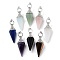 Natural & Synthetic Mixed Gemstone Faceted Cone Big Pendants, with Rack Plating Alloy Findings, Platinum, Mixed Dyed and Undyed, 61x18.5x17mm, Hole: 8x5mm