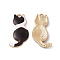 Rack Plating Alloy Enamel Pendants, Light Gold, Cat Charm, Black, 30x15x2mm, Hole: 2mm