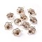 Glass Links connectors, with Eco-Friendly Alloy Open Back Berzel Findings, Flower, Light Gold, Light Grey, 15.5x12x5mm, Hole: 1.4mm