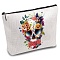 Custom Polycotton Canvas Stroage Bags, Metal Zipper Pouches, Rectangle, Skull, 18x25cm