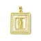 Real 18K Gold Plated Brass Micro Pave Cubic Zirconia Pendants, with Shell, Rectangle, 27.5x22.5x2mm, Hole: 3.5x4.5mm