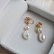 Pearl Clip-on Earrings Tassel Earrings Vintage Ear Cuff Luxury Retro Jewelry, Golden