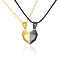 Valentine's Day Stainless Steel Magnetic Heart-shaped Couples Necklace Set with Peach Heart Pendant, Gunmetal & Golden