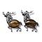 Alloy Elk Brooches, with Natural Tiger Eye, Antique Silver, 49.5x49x14mm