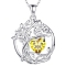 925 Sterling Silver Double-Layer Necklace, Twelve Birthstone Pendants, Tree of Life, Platinum, Yellow, 16.14~19.69 inch(41~50cm)