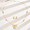 Elegant French Style Fashionable Brass Earrings & Necklaces Set for Women, Real 18K Gold Plated