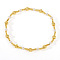 Fashionable Corrugated Brass & Plastic Imitation Pearl Beaded Stretch Bracelets for Women, Golden, 6-7/8 inch(17.5cm)