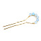 Alloy Hair Forks, with Gemstone, Hair Accessories for Women Girls, Light Blue, 104x8mm