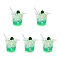 Transparent Resin Big Pendants, Imitation Drink, Ice Drink Charm with Kiwi Fruit, Green Yellow, 46x35x51mm, Hole: 2mm