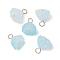 Acrylic Lotus Pendants, with 304 Stainless Steel Loops, Light Blue, 12x10.5x8mm, Hole: 2.5mm