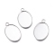 Tarnish Resistant 304 Stainless Steel Pendant Cabochons Settings for Fashion Jewelry, Milled Edge Bezel Cups, Oval, Stainless Steel Color, Tray: 25x18mm, 30.5x19x1mm, Hole: 3mm