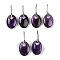 Natural Amethyst Dangle Earrings, with Rack Plating Brass Earring Hooks, Cadmium Free & Lead Free, Oval, 43x18mm