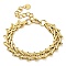 304 Stainless Steel Triangle Link Chain Bracelets for Women, Real 18K Gold Plated, 7-1/8 inch(18cm), 12.5mm