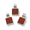 Natural Red Jasper Pendants, Rack Plating Brass Charms, Long-Lasting Plated, Lead Free & Cadmium Free, Square, Platinum, 16.5x10x5mm, Hole: 2.5x4.5mm