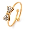 Ion Plating(IP) 304 Stainless Steel Finger Rings, with Rhinestone, Golden, Inner Diameter: 18mm