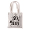 Cute Cat Printed Canvas Women's Tote Bags, with Handle, Shoulder Bags for Shopping, Rectangle, White, 37x33cm