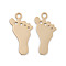 Rack Plating Brass Pendants,  Long-Lasting Plated, Foot, Light Gold, 11.5x6x0.3mm, Hole: 0.9mm