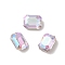 Glass Rhinestone Cabochons, Flat Back & Back Plated, Faceted, Rectangle, Vitrail Light, 8x6x3.5mm