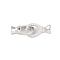 925 Sterling Silver Micro Pave Clear Cubic Zirconia Fold Over Clasps, Real Platinum Plated, 23mm, Hole: 3mm