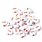 100Pcs Plating Opaque White Acrylic Beads, Rose Gold Metal Enlaced, Flat Round with Letter, Letter I, 7x4mm, Hole: 1.4mm