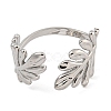 Leaf Rack Plating Brass Micro Pave Cubic Zirconia Open Cuff Rings for Women RJEW-I107-04P-2