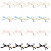 4Pcs 4 Color Satin Ribbon Bowknot & Alloy Enamel Cross Charms Safety Pin Brooches JEWB-AB00014-1