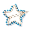 2Pcs Moon & Star Alloy with Synthetic Turquoise Hollow Hair Barrettes PHAR-JH00105-01-4