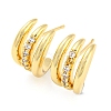 Multi-layer Moon Rack Plating Brass Micro Pave Cubic Zirconia Stud Earrings for Women EJEW-F326-23G-1