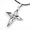 Cross Leather Pendant Necklaces for Women X-NJEW-P127-042AS-2