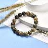 Natural Silver Leaf Jasper Round Beads Stretch Bracelet for Men Women BJEW-JB06824-03-2