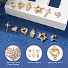 12Pcs 6 Styles Brass Micro Pave Clear Cubic Zirconia Connector Charms KK-TA0001-14-14