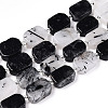 Natural Black Rutilated Quartz Beads Strands G-T138-03-1