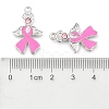 Breast Cancer Awareness Ribbon with Angel Wing Platinum Color Pearl Pink Alloy Rhinestone Enamel Pendants X-ENAM-D001-2-3