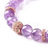 Natural Amethyst Round Beads Stretch Bracelets Set BJEW-JB06980-02-8