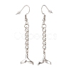 Tarnish Resistant Curb Chains with Charm Long Dangle Earrings EJEW-JE04963-4